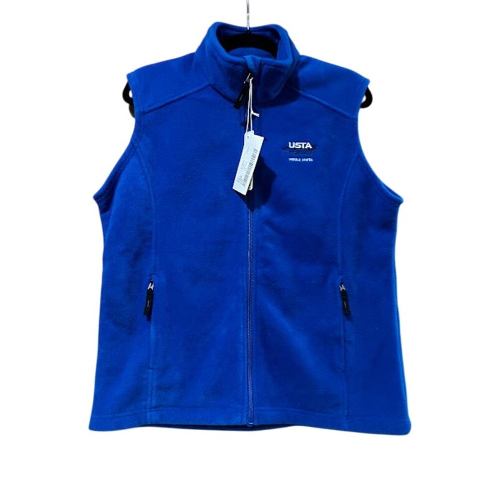 NWT Core 365 Vest Ladies USTA Middle States Logo Blue Full Zip Size M
